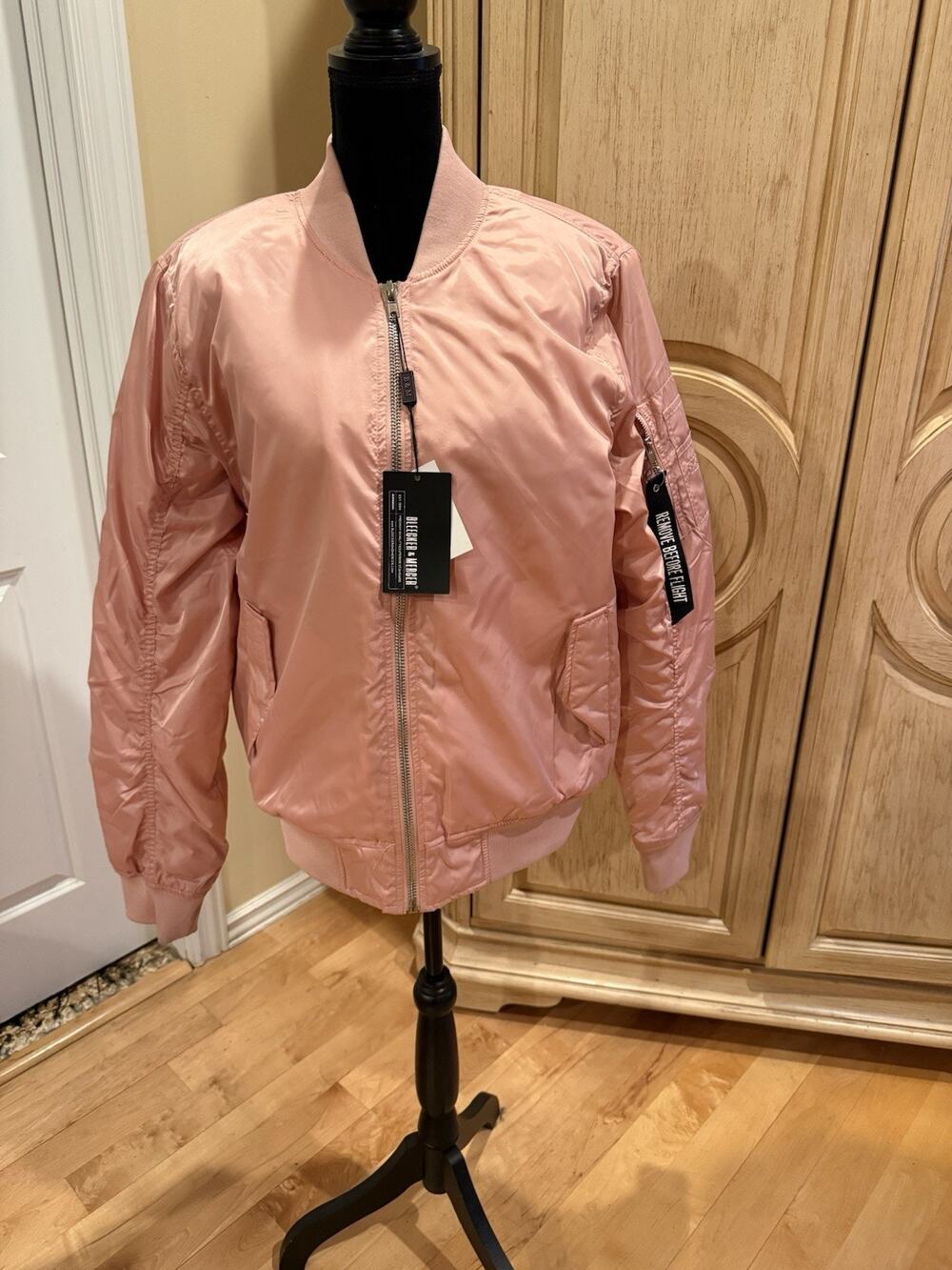 bleeker and mercer Men’s Pink Flight Bomber Jacket Size XL NWT